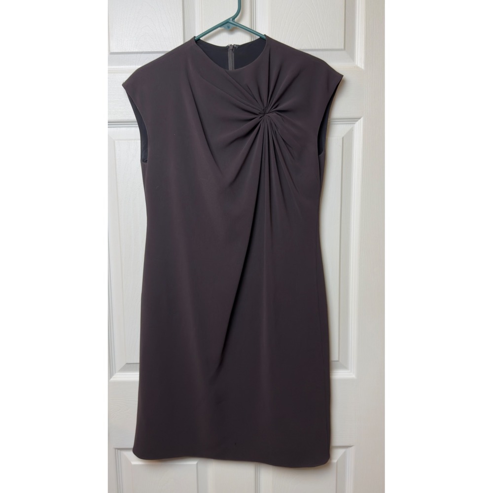 VTG‎ Jackie Rogers New York Brown Cap Sleeve Knot Front Sheath Dress Made in USA